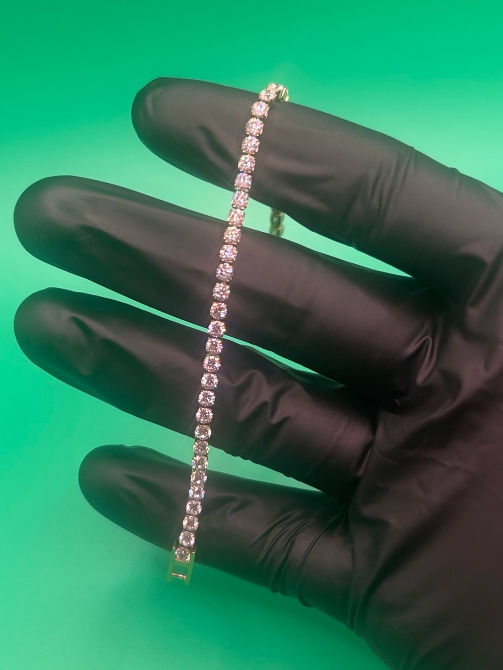 3mm Gold Moissanite Tennis Bracelet VVS1 6.5 Inch Womens No Pass